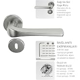 KAZİEN Paslanmaz &Ccedil;elik 6063L Kalite Saten Y&uuml;zey Yuvarlak Rozetli Quantis Kapı Kolu Ve T&uuml;m Bağlantı Ekipmanı Dahildir.