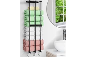 XIAPIA Towel Rack for Bathroom, Steel Towel Rail or Bathroom Wall, Wall Towel Rack for Rolled Towels Storage for Small Bathroom, Wall Mounted Towel Shelves for Bathroom Organizer, 75x20x15cm