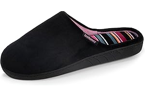 Isotoner Chaussons pantoufles Mules femme semelle ergonomique confort, velours, EU,