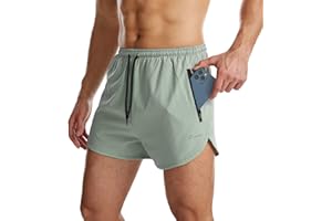 Suwangi Hombres Pantalónes Cortos de Deportivos 2 en 1 Secado Rápido Entrenamiento Fitness Gimnasio con Bolsillo Cremallera