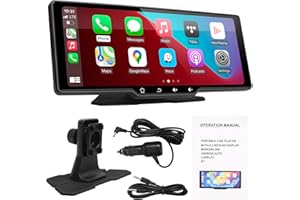 HUUIMY Pantalla Coche de CarPlay/Android Auto Inalámbrico - Portátil Radio Coche con Pantalla táctil de con Bluetooth | Mirror Link | Transmisor FM/USB/TF (9,3 Pulgadas sin cámara)