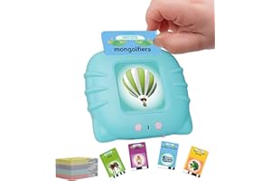 ZYLYVE Schede flash parlanti, giocattoli per bambini da 1 a 12 anni, giocattoli educativi per bambini in età prescolare, per l'ascolto e l'apprendimento di base, 224 parole (colore azzurro, in italiano)