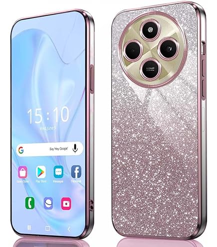Glitzer-Handyhülle Für Xiaomi Redmi 14C/Poco M7/Poco C75 – Mit Drehbarem Ringständer, Lila