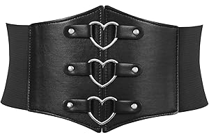 LEACOOLKEY Corset Belt for Women Wide Elastic Tied Waspie Belt for Halloween Costume，Lace-up Cinch Waist Belt for Dresses