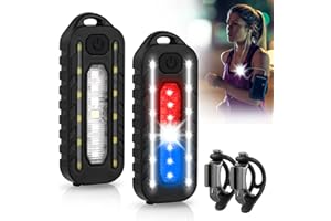 Vivibel Lampe à Clip LED 2 pièces, lumière Rouge à Pince de sécurité, 5 Modes d'éclairage, Lampe à Clip de sécurité LED Rechargeable par USB pour Coureurs, Jogging, Camping