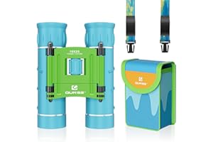 QUNSE Small Mini Binoculars Compact for Kids Adults-10x25 Portable Binoculars for Bird Watching Travel Opera Fishing Football Game Blue-green
