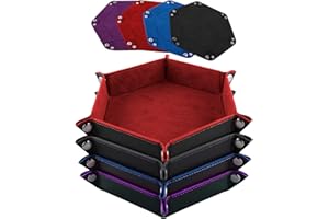SIQUK 4 Pièces Piste de Dés 4 Couleurs Hexagone Cuir PU et Velours Plateau pour des pour DND et RPG