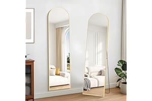 KOCUUY ARC Espejo de Cuerpo Entero, 150 x 40 cm Oro, Marco de Metal, Montaje en Pared o de Pie, Semicircular, Moderno, Sala de Estar, Dormitorio