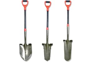 Red Tools Profi Spaten Set - Robustes Garten Werkzeug inkl. Gärtnerspaten mit Wurzelsäge, Drainagespaten und Schaufel - für alle Gartenprojekte geeignet (Grau)