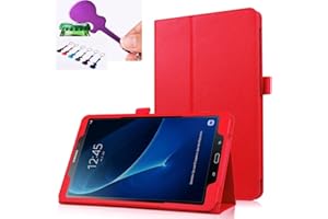 Sotefe® Etui Samsung Galaxy Tab A6 7.0'' Hülle - Flip Cover Case Schutzhülle Tasche Hülle für Samsung Galaxy Tab A 7.0 2016 SM-T280/T285 + Displayschutz - Rot