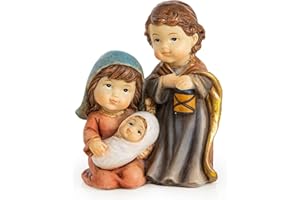 ‎LOGBUCH-VERLAG Miniatur-Krippe: Kleine Weihnachtskrippe, Deko Weihnachten, Tischkrippe, Weihnachtsfiguren zum Hinstellen, Krippenfiguren Innen, Weihnachtsdeko Krippe, Figur Heilige Familie, Dekofigur Klein, 7 cm