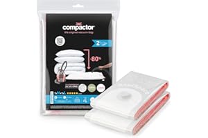Compactor - Lot de 2 sacs de rangement sous vide – 1 taille M 90 x 55 cm + 1 taille L 100 x 80cm - Rangement sous vide pour vêtements, couettes et oreillers