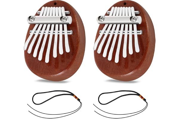EASTROCK Lot de 2 mini kalimba à 8 touches, piano à pouce avec accessoire pendentif, ornements exquis pour piano à doigt, cadeau de Noël pour débutants