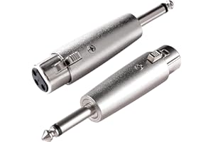 KUOQIY 2 Piezas Adaptador XLR de 3 Pines a 6.35mm, XLR Hembra a 1/4" TS Mono Macho Adaptador de Micrófono de Audio, para Micrófonos, Mezcladores de Equipos de Audio