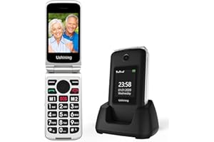 ukuu Senior Mobile Phone with Big Button, Unlocked Basic Mobile Phone for Elderly GSM Flip Mobile Phone Easy to Use 2.8" Double LCD Display | Charging dock and Emergency Button (Black)