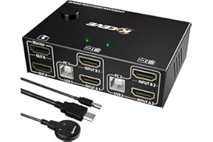 Dual Monitor KVM Switch HDMI 2 Port 4K@30Hz, MLEEDA KVM Switch 2 Monitore für 2 Computer teilen sich 2 Monitore und 4 USB 2.0 Hub, Desktop Controller und USB HDMI Kabel im Lieferumfang enthalten