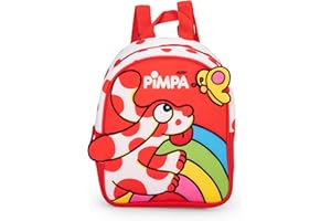 FRANCO COSIMO PANINI PIMPA - Zainetto Ufficiale Pimpa, Mini Zaino in Morbido Neoprene con Ricami, Ideale per Scuola e Tempo Libero, Chiusura a Zip, Spallacci Imbottiti e Regolabili, Porta Borraccia, 22x28Hx11 cm