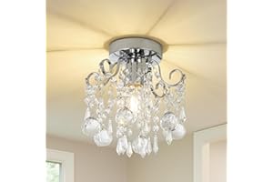 ‎RAYOFLY Rayofly Modern Kristall Kronleuchter, 1-flammig Kristall Deckenleuchte Wohnzimmer, Glas Deckenlampe Wohnzimmer, Chrom Modern Kristall Deckenlampe für Schlafzimmer, Küche, Flur, Chandelier Living Room