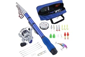 BNTTEAM Mini Mulinello da Spinning e Canna Combo Mano Portatile Telescopica Fibra di Carbonio Dura al 99% Mare Canna da Pesca e Mulinello Esche Artificiali Lenza