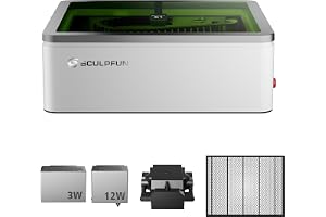 SCULPFUN E1 Dual lasergravör med 12 W blå och 3 W IR-lasrar | Med exakt kamerapositionering, 0,04 × 0,06 mm laserpunkter, las