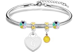 Hcvone Bracciale Iniziale Con Donna Ragazza Amica Sorella Compleanno Natale Ispirazione Regali Regolabili Ciondolo Con Lettera A-Z Colore Argento Bracciale Gioielli