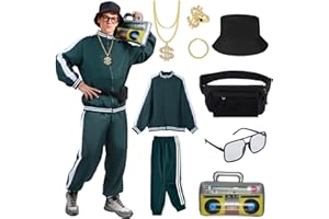 Moiuguli 80er 90er Jahre Outfit Herren Damen, Faschingskostüme Männer, Retro Karneval Trainingsanzug Hippie Jogginganzug Ganzkörper Kostüm für Erwachsene Cosplay