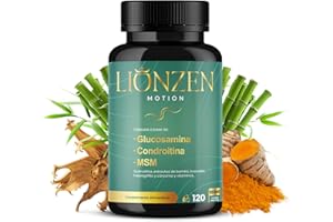 Glucosamina Condroitina y MSM +16 ingredientes articulaciones y huesos | Colágeno, Ácido Hialurónico, Cúrcuma y Vitaminas | Condroprotector Natural Cartílago y Dolor Articular | LIONZEN MOTION