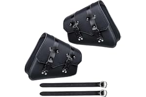 PENLIMLY Retro Motorrad Seitentasche aus Leder, 2 Stück Wasserdichte Satteltaschen, Abnehmbares Schwingentaschen Set mit Großer Kapazität, Aufbewahrungstasche, Motorradzubehör, Schwarz