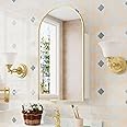 Mepplzian Gold Bathroom Cabinets with Mirror,Large Curved Arch Bathroom Mirror Cabinet,Arched Mirror Cabinet Bathroom Wall,Mirrored Bathroom Cabinets Wall Mounted,Bathroom Mirror with Storage 50x90 cm