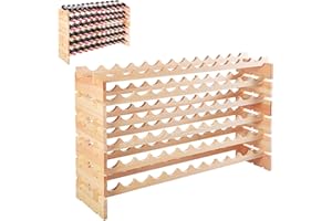 GiantexUK Wooden Wine Rack, 36/72 Bottles Wine Display Shelf, 6 Tier Stackable Wine Bottle Organizer for Home, Restaurant, Bar and Wine Cellar (72 Bottles, 119 x 29 x 72cm)