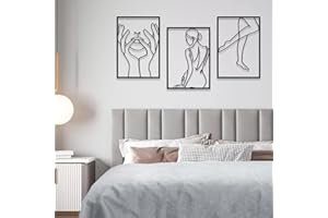 Yunjuhop Decoración Pared de Metal Decoración Dormitorio Matrimonio,Decoracion Salon,Arte Abstracto,Mujer Negra Soltera,Loto Cuadros Encima de la Cama Esculturas de Pared de Baño