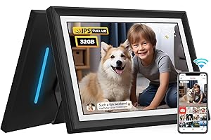 REUMAR Digital Photo Frame with Atmosphere Light,10.1 inch,WiFi Smart Digital Picture Frame IPS LCD Touch Screen, auto-Rotate,Built-in 32GB Storage, Easy Setup to Share Photo and Video Via Frameo APP