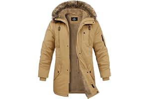 Xnova Długi płaszcz męski Zimowa kurtka Parka z ciepłą podszewką z polaru Bawełniana kurtka z kapturem i zamkiem błyskawicznym Kurtki termiczne z odpinanym futrzanym kołnierzem