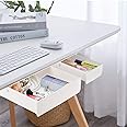 YOOUSOO 2 Pack Under Desk Drawer, Hidden Self-Adhesive Storage Organizer, Slide-out White Under Mount Drawer for Office/Classroom/Home