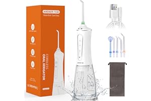 ‎ANSWER Y&M Munddusche Testsieger 2025, Mund Reiniger, 300ML Munddusche Kabellos für Entfernt Speisereste und Reinigt Die Zähne, IPX7 Munddusche Home & Travel für Zahnspangen und Brücke