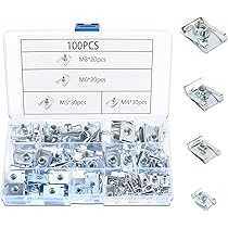 90 stuks U-type plaatmoeren met schroefdraad clipmoer, plaatmoer klikmoer moer clip kit, metalen U-type plaatmoeren bevestiging clips voor auto carrosserieschroeven moeren (M4 M5 M6 M8