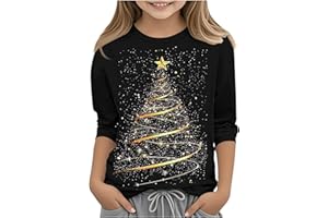 Weihnachtspullover Kinder Weihnachten Pullover Mädchen Junge Weihnacht Weihnachtspulli Weihnachtsoutfit Christmas Weihnachtskleidung Weihnachtsbaum Druck Oberteile 3/4 Arm Tops Shirt