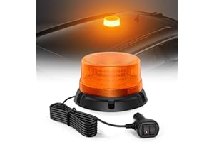 ‎FXLPOWER Fxlpower 90 LEDs Rundumleuchte Gelb mit Magnet - 12V 24V Warnleuchte, 2.8m Kabel, IP65 Wasserdicht, 2 Blitzmuster für LKW, Baumaschinen, Landwirtschaft