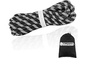 NewDoar Statyczna lina wspinaczkowa 8 mm (5/16in) Kabel Akcesorium z podwójnym oplotem do Prusik Hauling Dragginge (pomarańczowa 8 mm, 20ft)