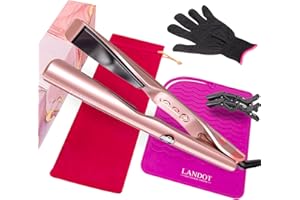 LANDOT Planchas del Pelo - Alisador y Rizador 2 en 1 - Plancha Pelo Cerámica Anti-estática Para Alisar Rizar y Crear Ondas - 12 Temperaturas hasta 230°C Tecnología Dual-Zone