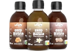 ‎LOCCO LOW CALORIES COMPANY Locco Kalorienfreier Barista Sirup mit Stevia | Vegan, Keto, glutenfrei | Zuckerfrei | Kaffee-Sirup | Null-Kalorien | Vanille, Caramel, Gingerbread | 3x250 ml