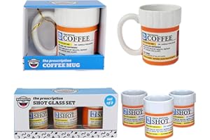 Toptoys2u Bargain Bundles Juego de regalo de gran valor – El juego de vasos de chupito recetados y la taza de café de prescripción – Paquete doble