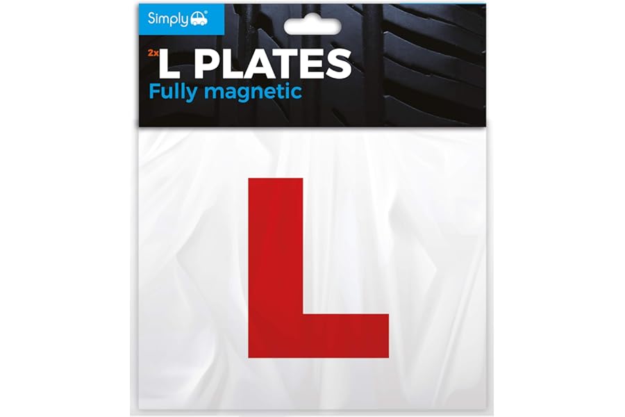 Simply TL1000 Pack of 2, Fully Magnetic Car L-Plates, Twin Pack for Learning Drivers, Easy to Attach & Remove, Strong Magnetic Backs for Vehicles , Red