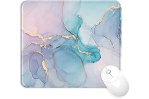 Giecy Alfombrilla Ratón Reposamuñecas,Gaming Mouse Pad Ergonómica con Apoyo de Gel,Alfombra Raton para Ordenador,reposamuñecas Raton con Base de PU Antideslizante (12-Mármol Azul Blush)