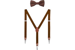 DEBAIJIA Baby Kinder Schick Hosenträger mit Fliege Etui 1-8 Jahre Jungen Mädchen Suspenders Retro 3 Clips Elastisch Gürtel Längeverstellbar