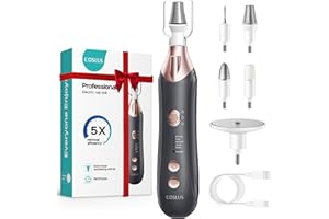 ‎COSLUS COSLUS Elektrische Nagelfeile Tragbar Kabellos: 5-in-1 Professionelle Maniküre Pediküre set mit LED Licht, 5 Vitesses nagelfräser für gelnägel Anfänger Nagelstudio und Zuhause mit 5 Bits & USB-C Grau