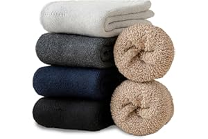 Josnown Chaussettes Chaudes Homme, 5 Paires Épaisses Hiver Thermiques Chaussette Laine avec Semelle en Eponge Douce,Respirante pour Randonnée Course Patinage, Taille 39-45