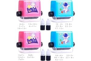 Fewlew Maths Roller Stamp 4 Pieces, Math Roller Stamp Addition Subtraction, Multiplication Division Maths Stamp Roller for Children Learning Maths