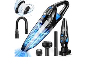 ‎LANBLU LanBlu Handstaubsauger Akku Testsieger mit Ladestation & LED Beleuchtung, 25000Pa Kabelloser Handstaubsauger Auto mit Waschbar HEPA-Filter, 120W Nass&Trocken Autostaubsauger Stark für Haus Küche Tier