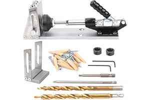 NQEUEPN Pocket Hole Jig Kit, Metal Pocket Screw Jig Multifunctional Hole Puncher Locator for Kreg Pocket Screw Drill Guide Machine Tool for 15 Degree Angle Holes, Table, Bed, Cupboard